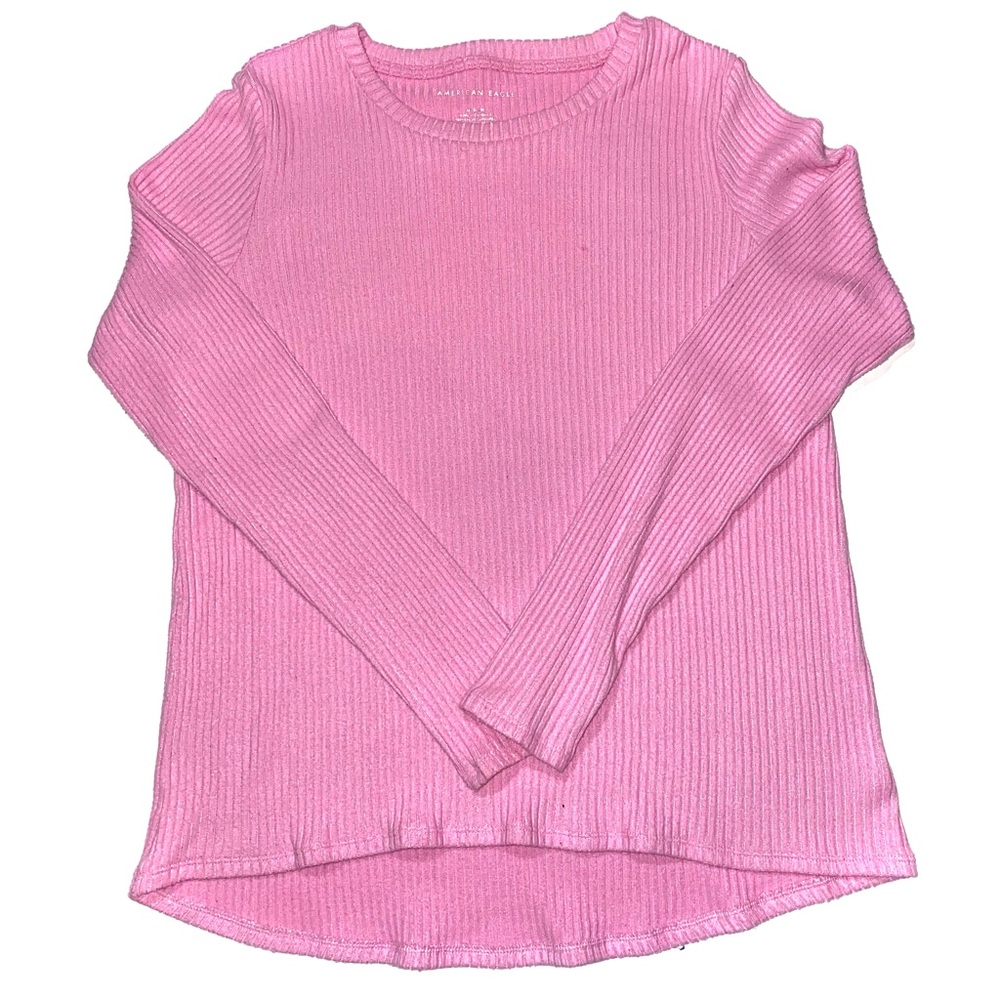 AE Pink Ribbed Pullover Sweater